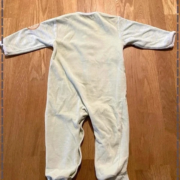 Pyjama 1 pièce avec ouverture sur le devant vert Kitchoun – Taille 12 mois – Très bon état – photo 3